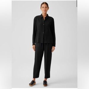 Eileen Fisher 100% Silk Classic Black Women's Trousers